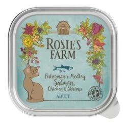 Rosie's Farm Adult Saver Pack Trays 48 X 100g -Meow Mart 106404 pla rosie sfarm cats salmon chicken 100g 4