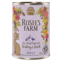 Rosie's Farm Adult Saver Pack Cans 24 X 400g -Meow Mart 315196 pla rosie sfarm adult casseroleturkeyduck 400g 5