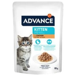 Advance Kitten Chicken -Meow Mart 374500 advance kitten huhn 12x85g hs 04 6