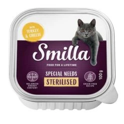 Smilla Adult Sterilised Trays Saver Pack 24 X 100g -Meow Mart smilla specialneeds sterilised turkeycheese 100g 1000x1000 2
